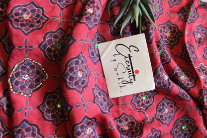 Zoya Ajrakh Silk Handwork Saree - Eternity by Sakshi