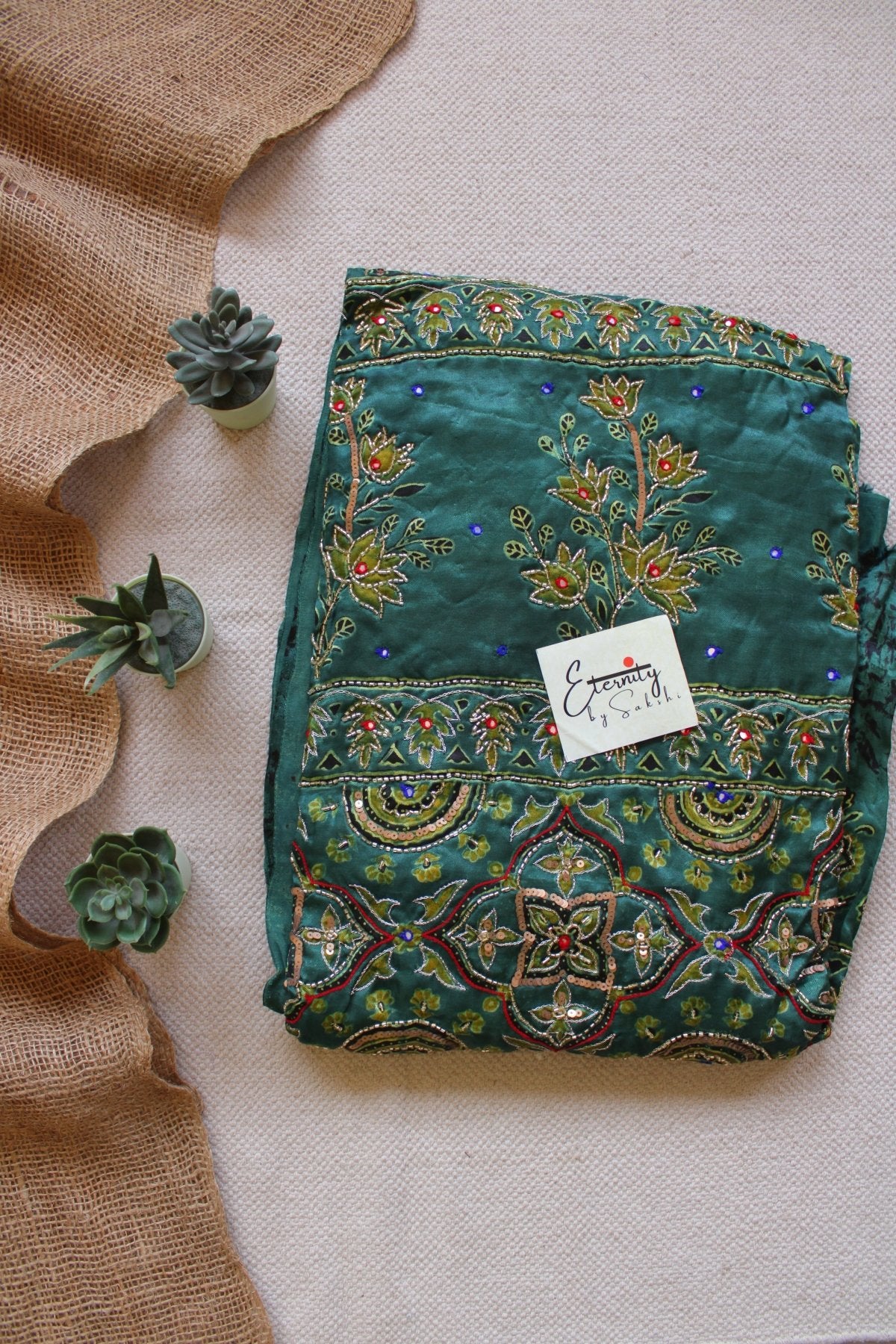 Sahiba Ajrakh Silk Handwork Saree - Eternity by Sakshi