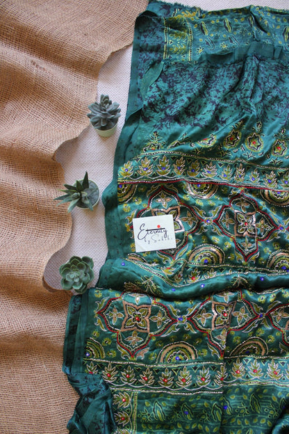 Sahiba Ajrakh Silk Handwork Saree - Eternity by Sakshi