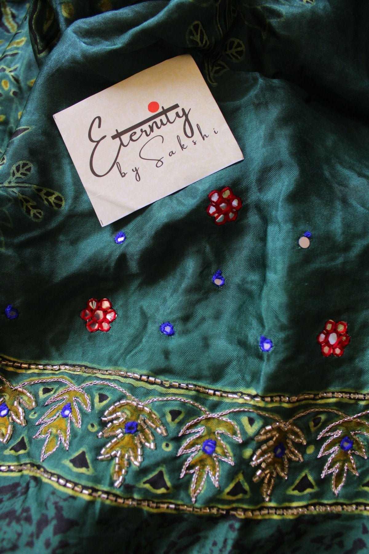 Sahiba Ajrakh Silk Handwork Saree - Eternity by Sakshi