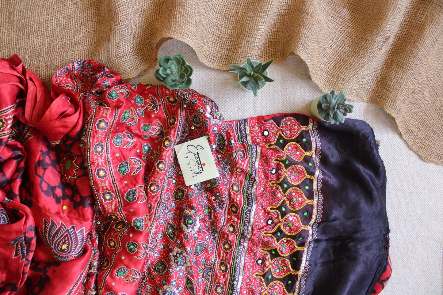 Sufi - Ajrakh Silk Handwork Saree - Eternity by Sakshi