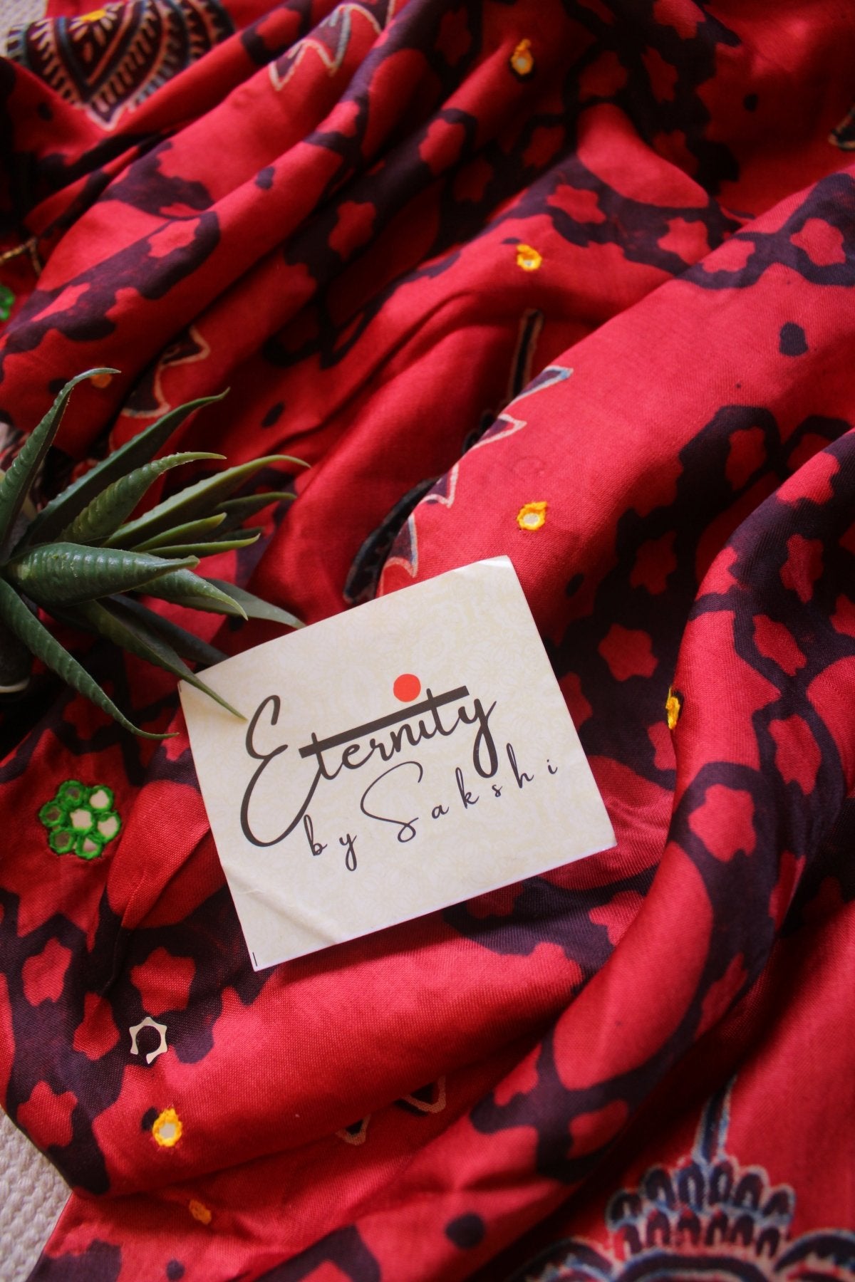 Sufi - Ajrakh Silk Handwork Saree - Eternity by Sakshi