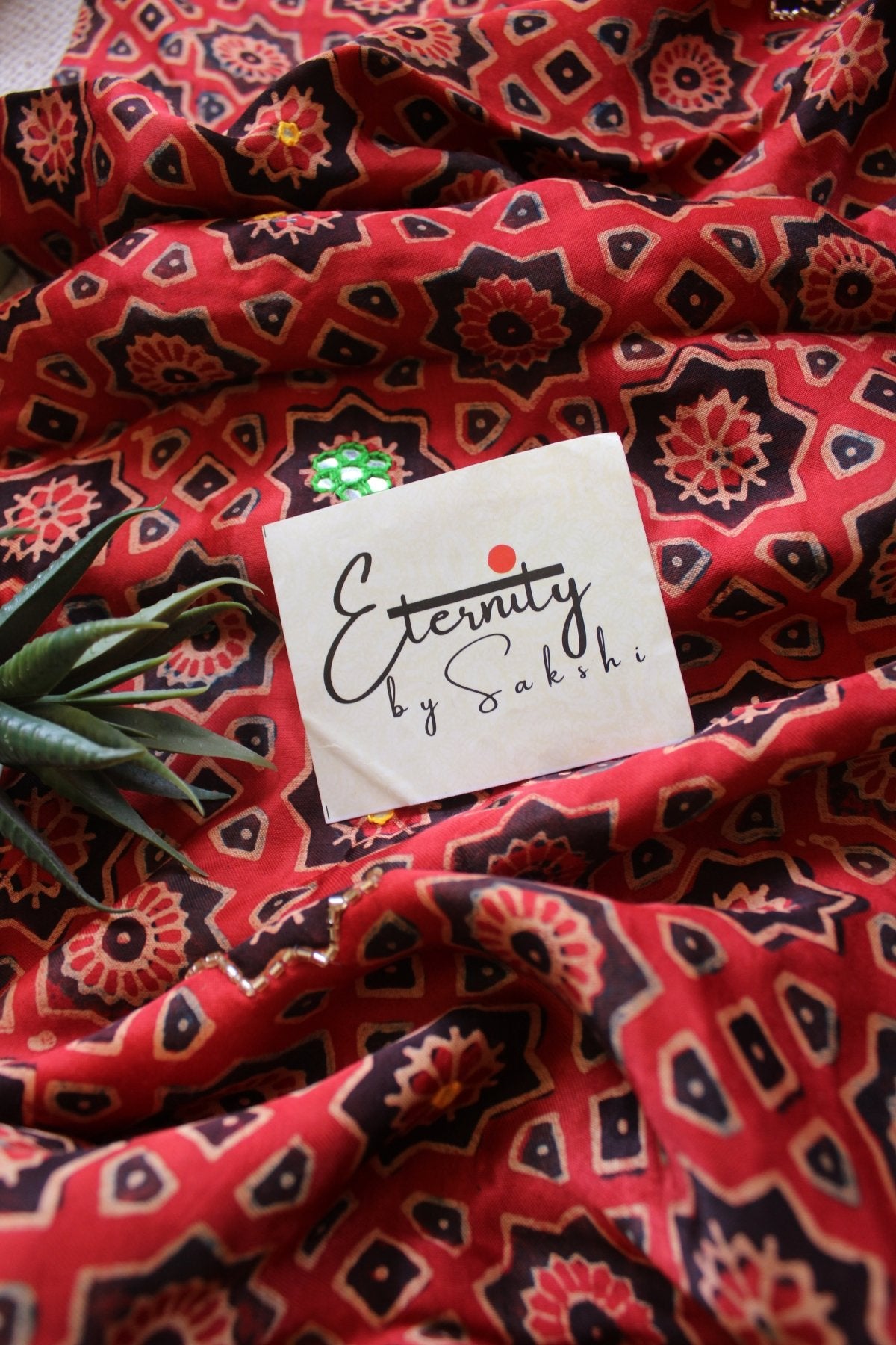 Rust Ajrakh Silk Handwork Saree - Eternity by Sakshi