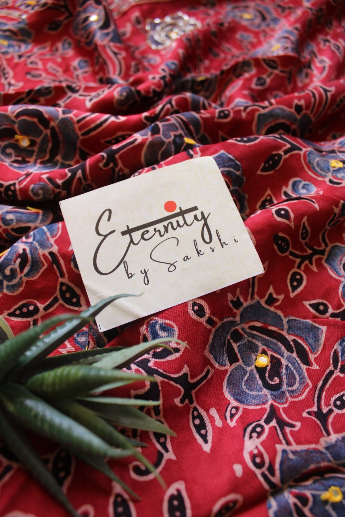 Meena - Ajrakh Silk Handwork Saree - Eternity by Sakshi