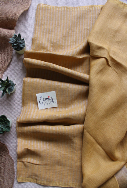 Yellow Stripes Linen Saree - Eternity by Sakshi