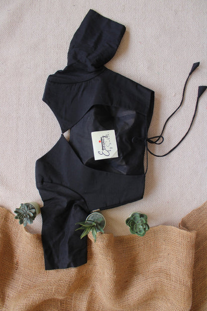 Black Gulnaar Brocade Blouse - Eternity by Sakshi