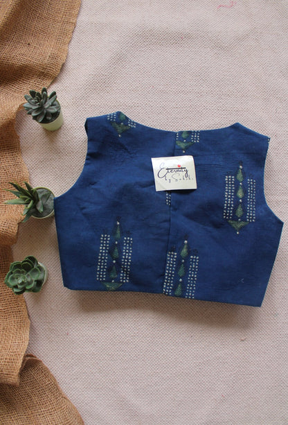 Royal Indigo Ajrakh Boatneck Blouse - Eternity by Sakshi