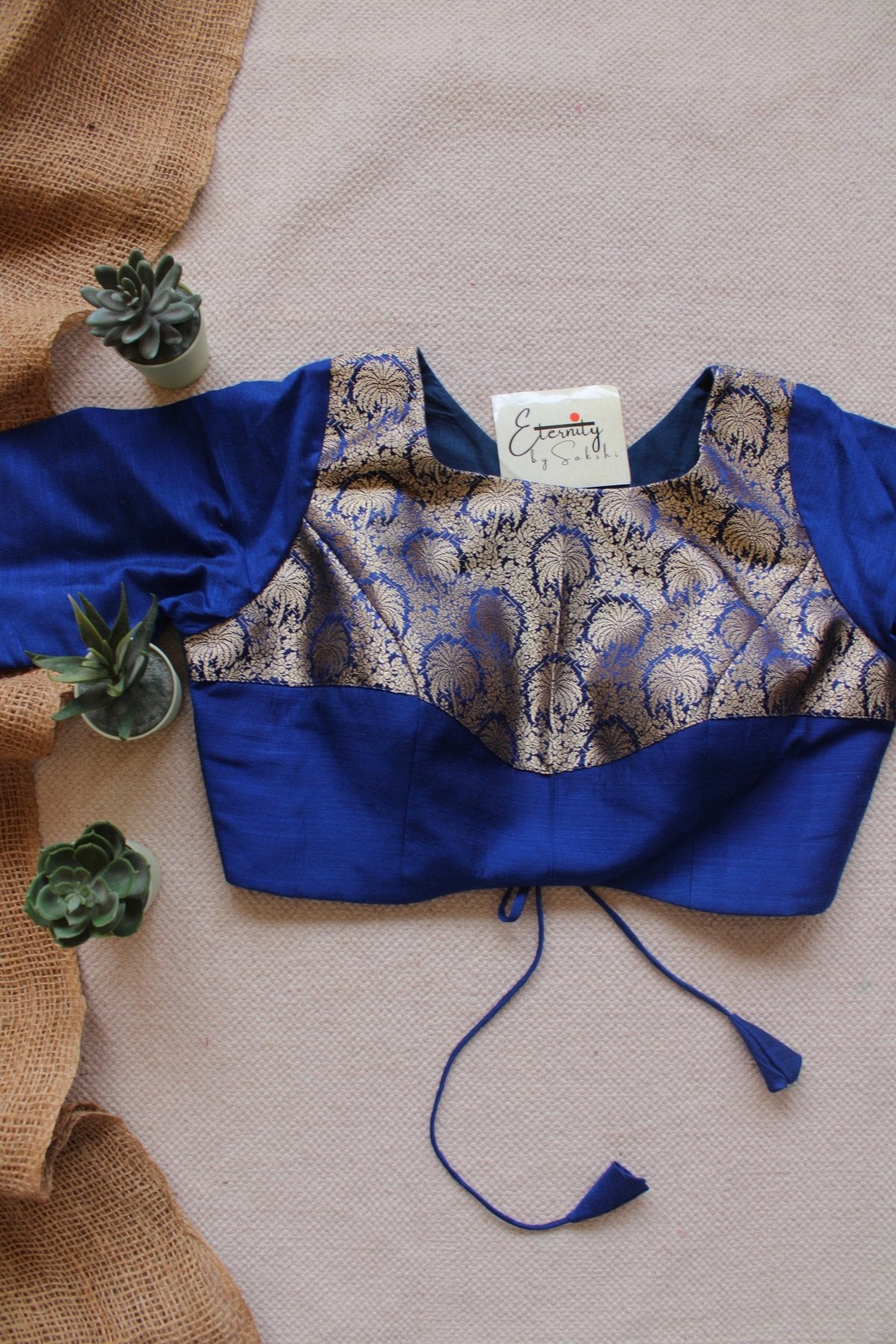 Blue Gulnaar Brocade Blouse - Eternity by Sakshi