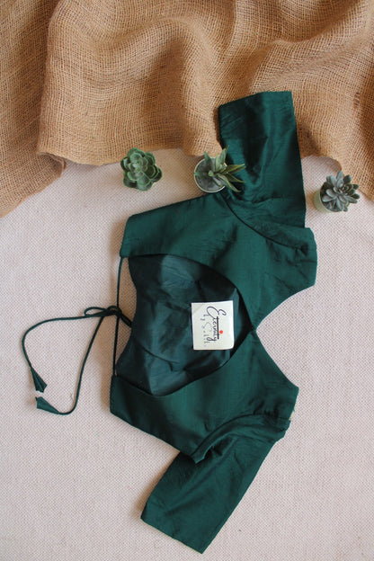Green Gulnaar Brocade Blouse - Eternity by Sakshi