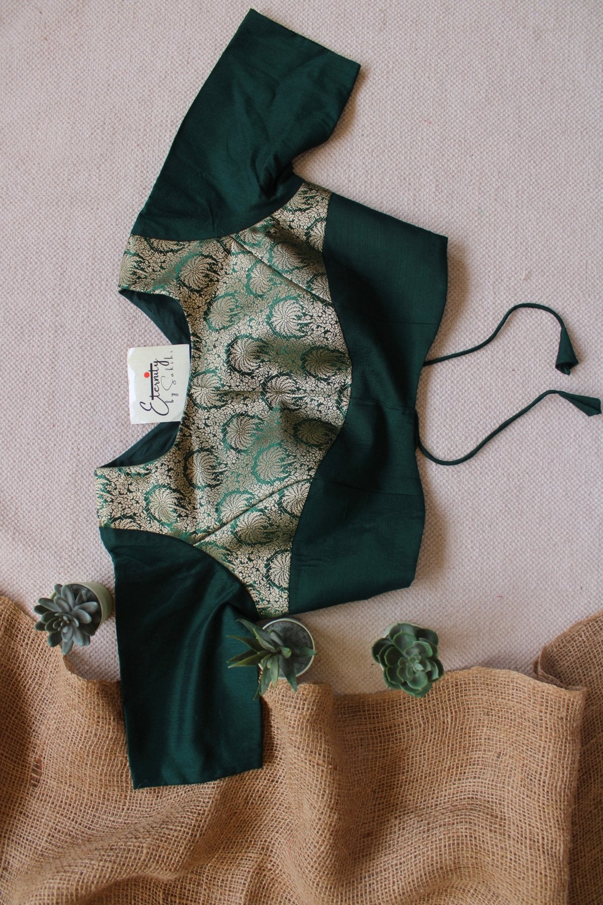 Green Gulnaar Brocade Blouse - Eternity by Sakshi
