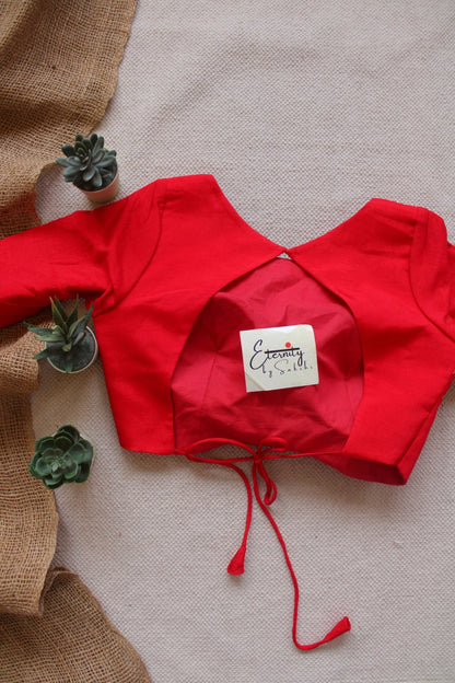 Red Gulnaar Brocade Blouse - Eternity by Sakshi