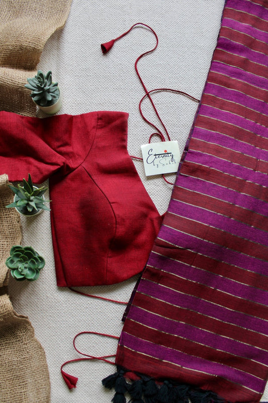 Gulaabi Silsila Saree +Maroonish Red Shadow Blouse Combo - Eternity by Sakshi