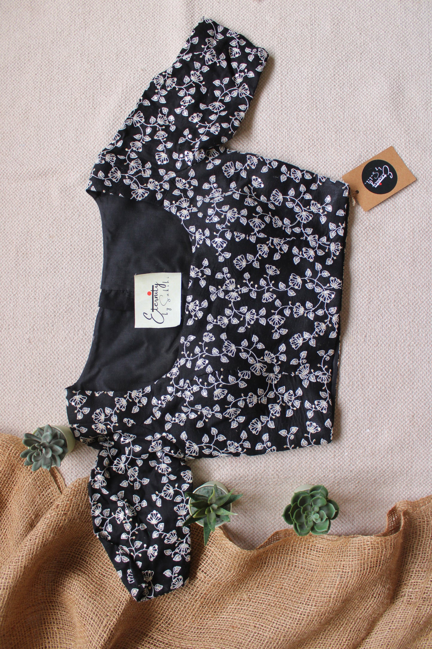 Black Thread Work Garage Blouse