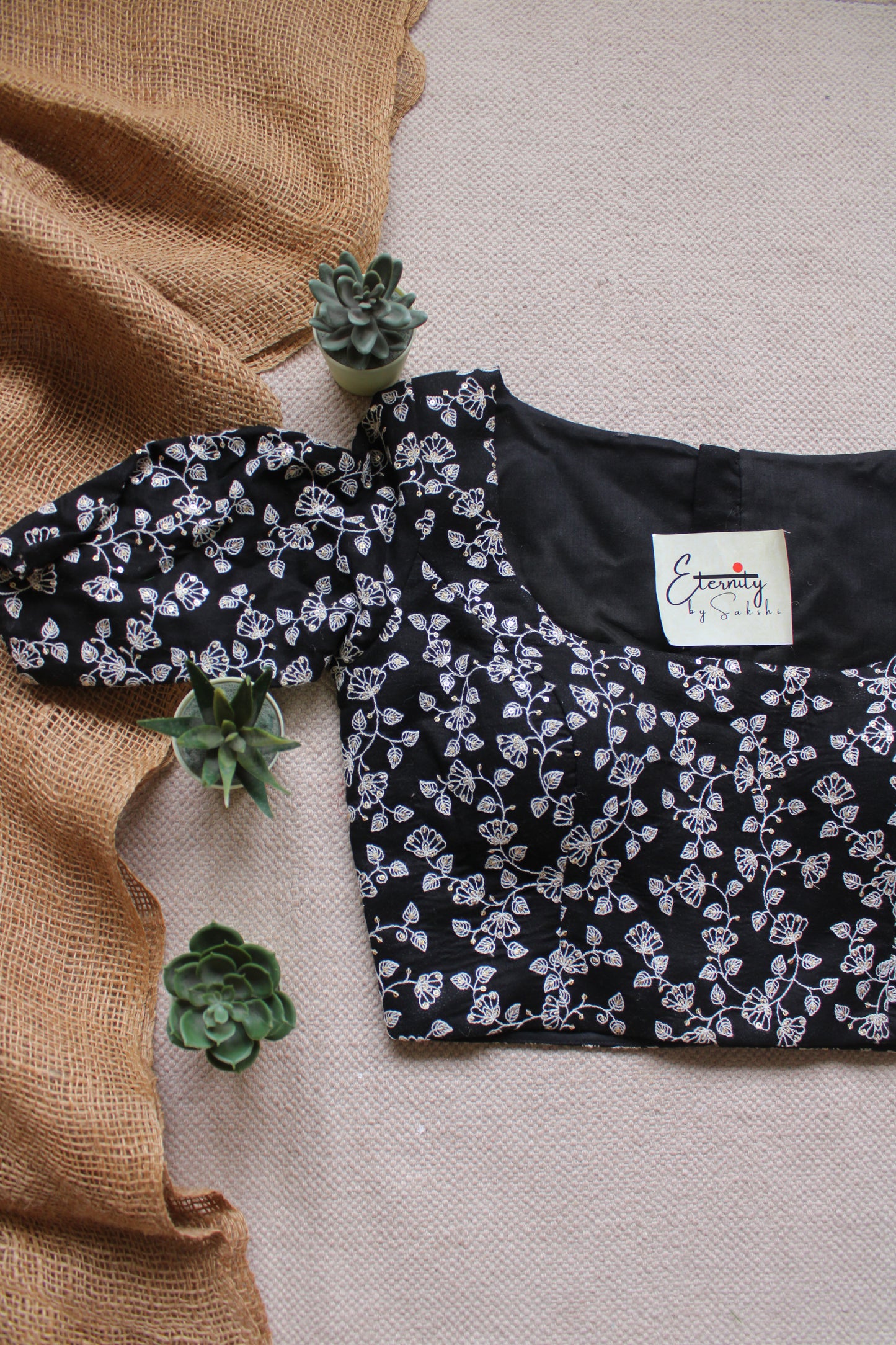 Black Thread Work Garage Blouse
