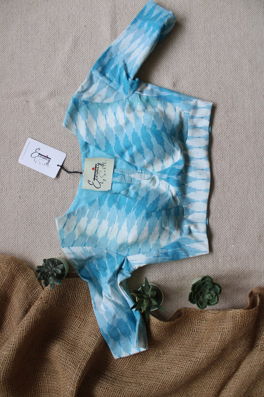 Sky Blue Ikat Garage Blouse - Eternity by Sakshi