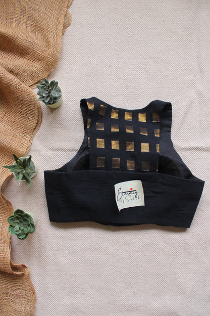 Gulmohar Black Nooriya Blouse