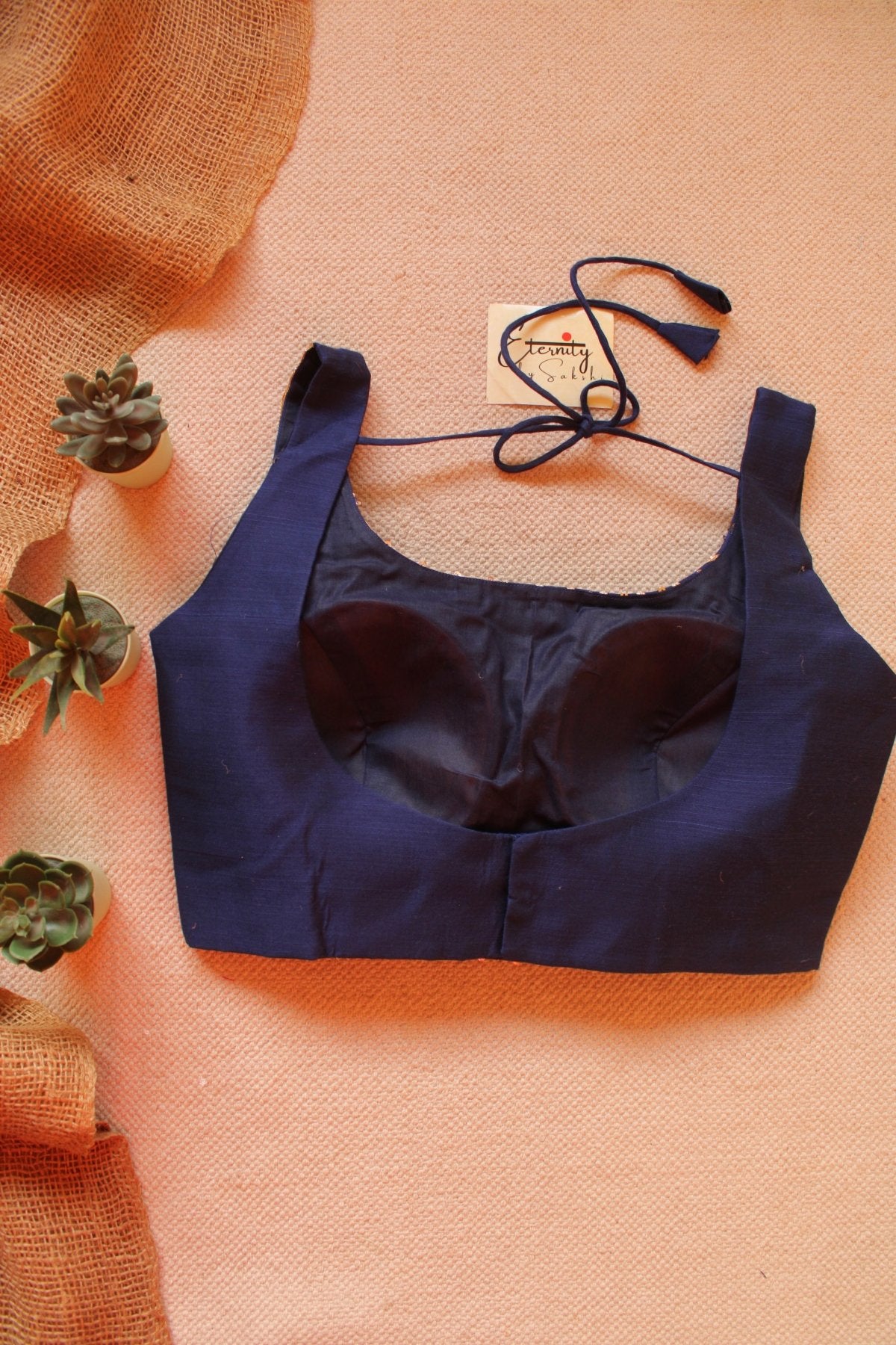 Midnight Blue MAHEK HANDWORK SAREE + Royal Blue Sitara Noorie Blouse Combo - Eternity by Sakshi