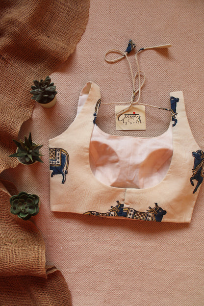 Vanilla Gauri Ajrakh Boatneck Blouse