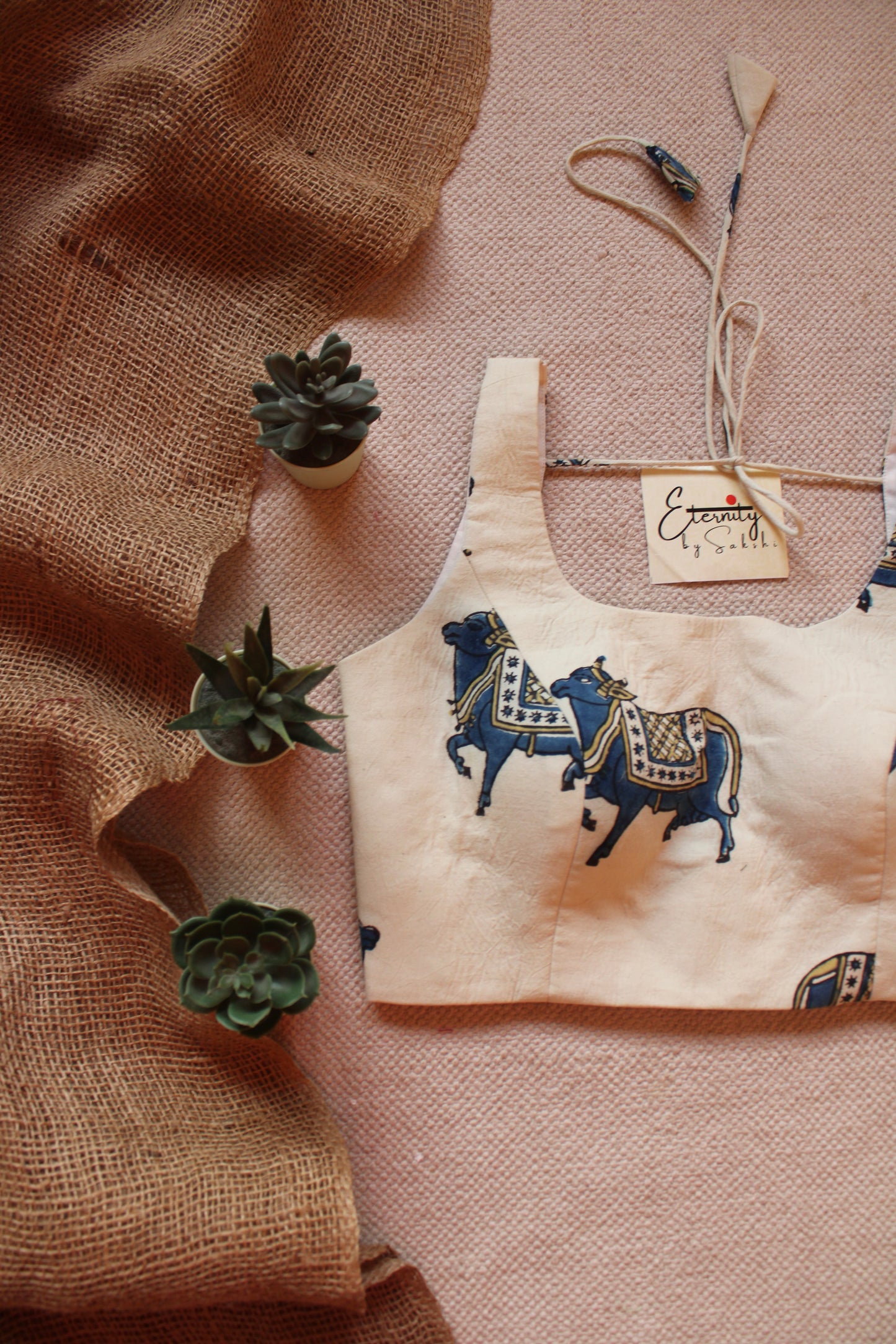 Vanilla Gauri Ajrakh Boatneck Blouse