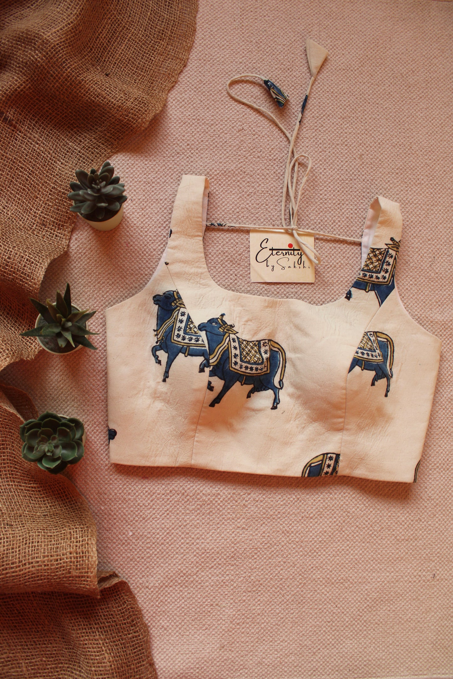 Vanilla Gauri Ajrakh Boatneck Blouse