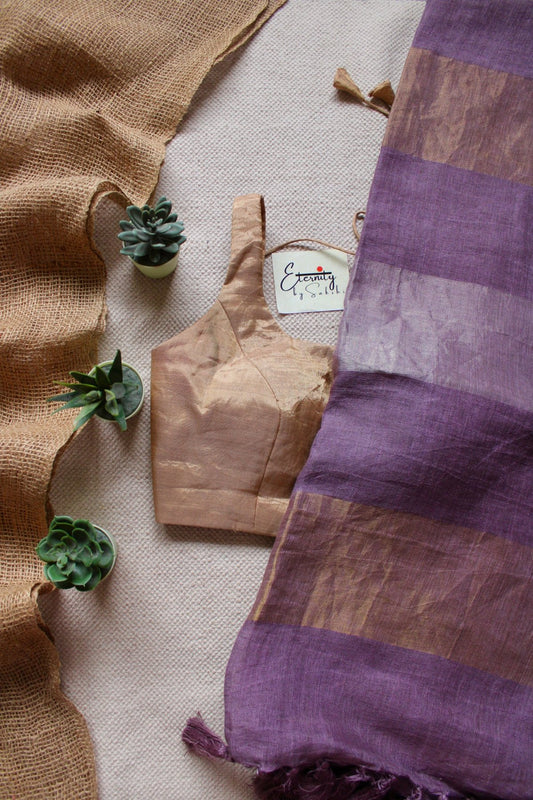 Berry Nayana Saree + Gold Noorie Blouse Combo - Eternity by Sakshi