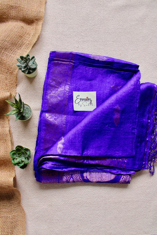Exclsuive Blue Tussar Silk Saree - Eternity by Sakshi