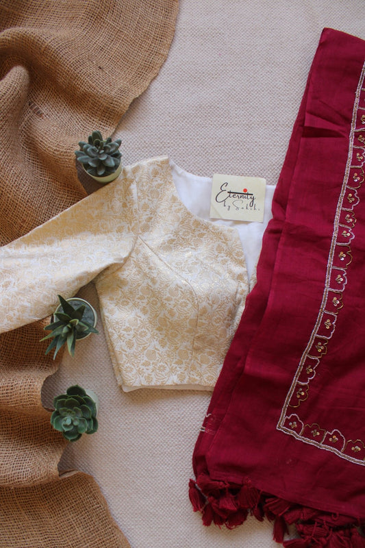 Scarlet Noor Saree + Butterscotch Blouse Combo - Eternity by Sakshi