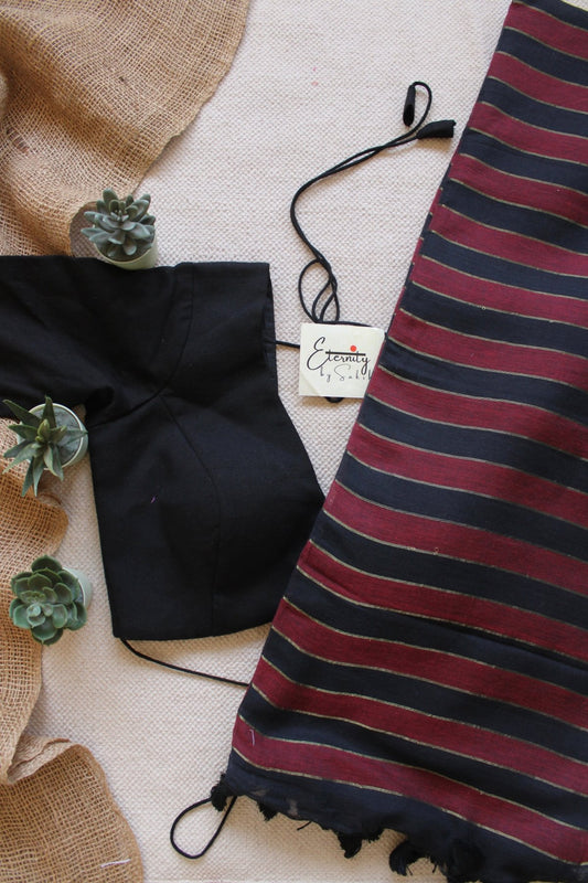 Red Silsila Saree + Black Shadow Blouse Combo - Eternity by Sakshi