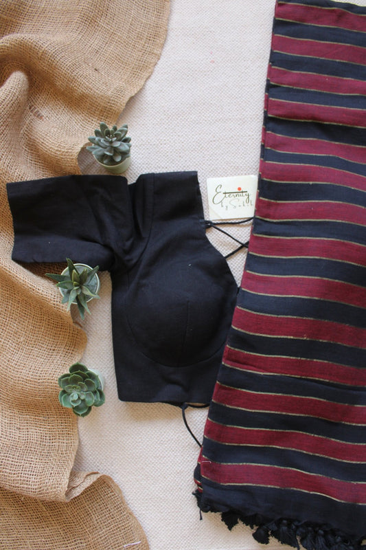Red Silsila Saree + Black Backless Blouse Combo - Eternity by Sakshi