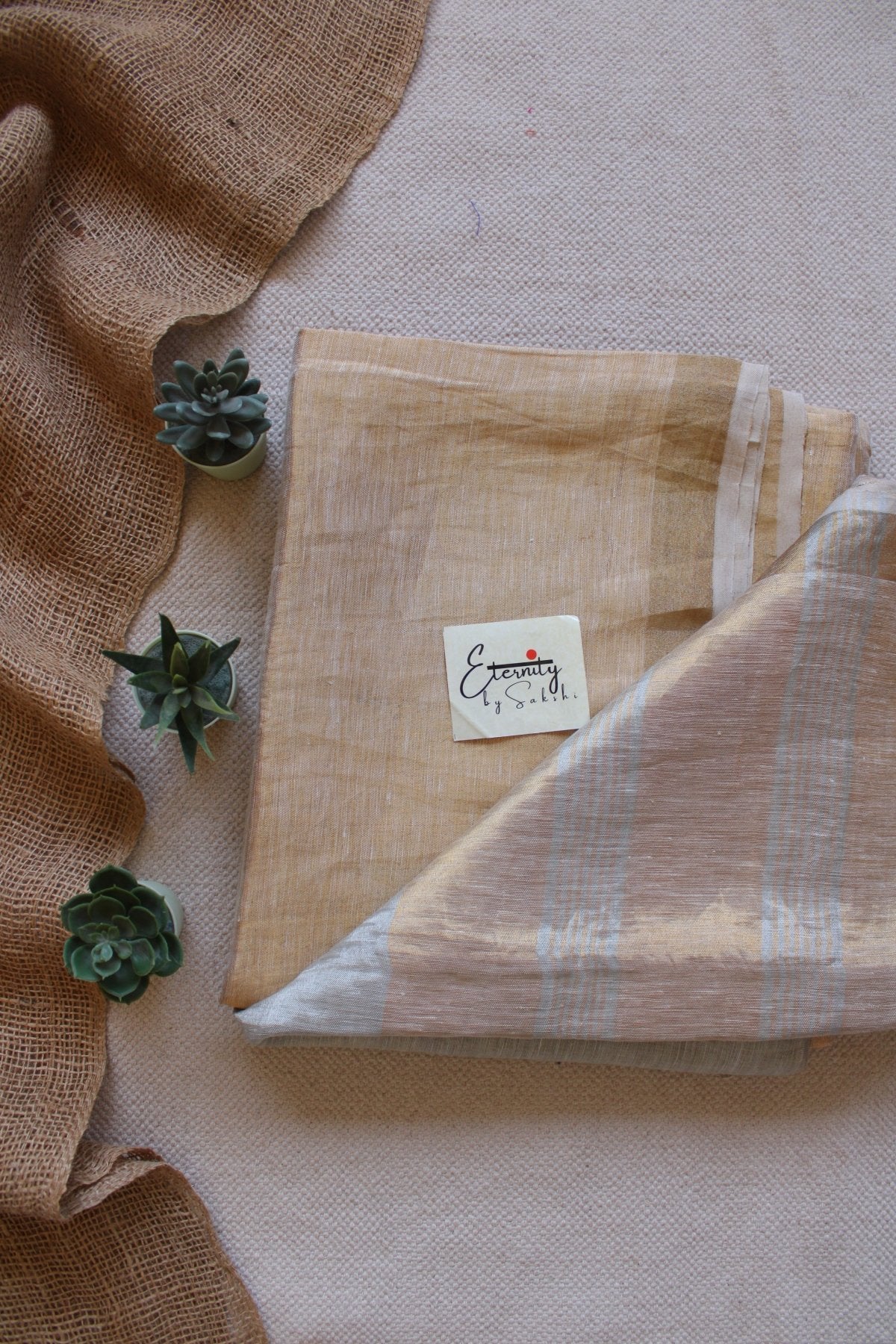 Silver Metallic Linen Saree - Eternity by Sakshi