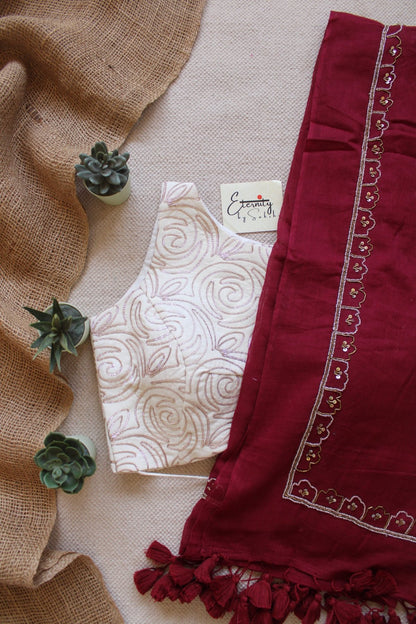 Scarlet Noor Saree + Pearl Blouse Combo - Eternity by Sakshi