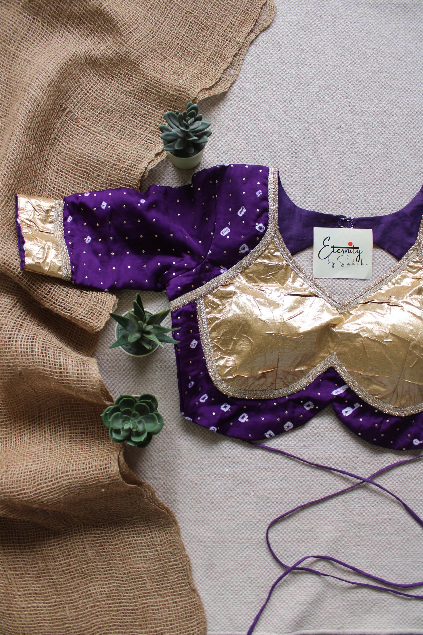 Purple Bandhani Garage Sona Patch Blouse