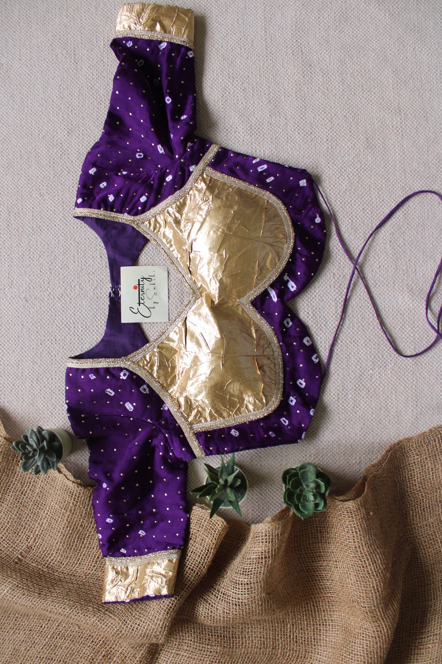 Purple Bandhani Garage Sona Patch Blouse