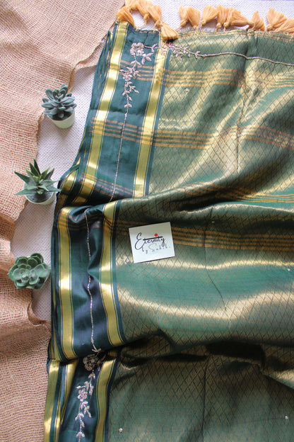 Emerald Jacquard Handwork Saree