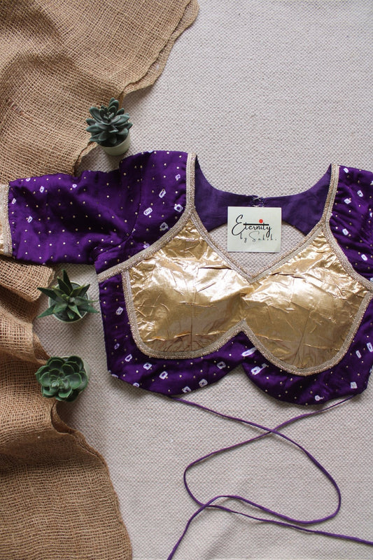 Purple Bandhani Garage Sona Patch Blouse - Eternity by Sakshi
