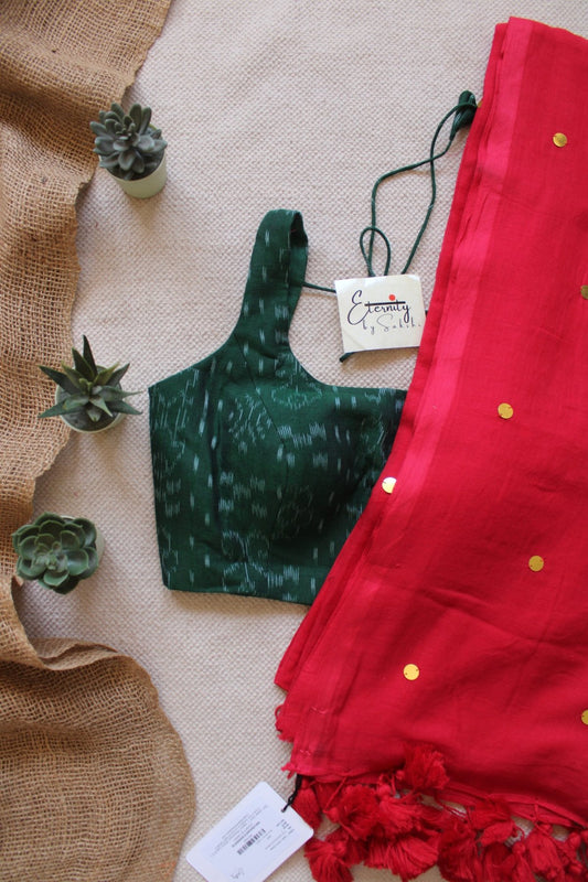Teekhi Mirchi Saree + Green Ikat Noorie Blouse Combo - Eternity by Sakshi