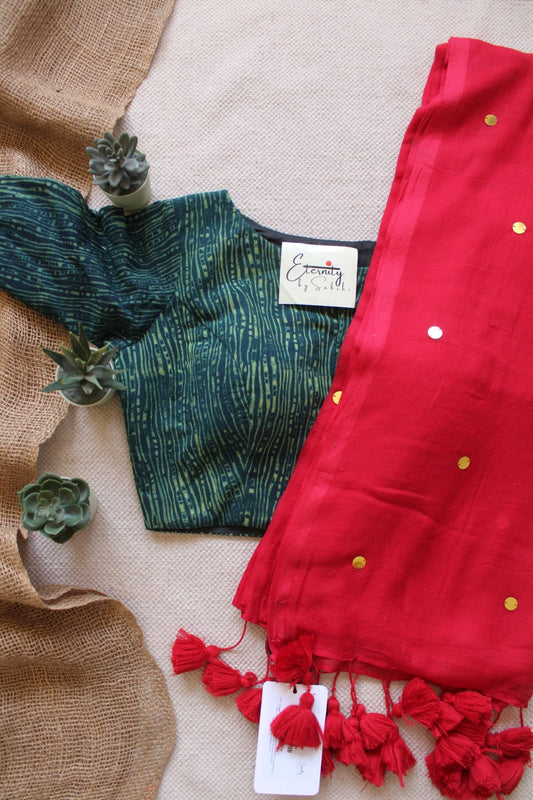 Teekhi Mirchi Saree + Greenish Yellow Blouse Combo - Eternity by Sakshi