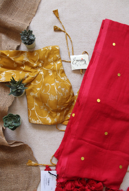 Teekhi Mirchi Saree + Yellow Brocade Blouse Combo - Eternity by Sakshi