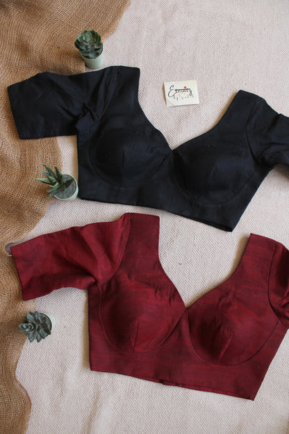 Black + Maroon (Madhubala Sleeves) (Combo Blouse) - Eternity by Sakshi