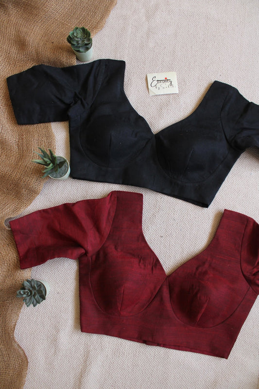 Black + Maroon (Madhubala Sleeves) (Combo Blouse) - Eternity by Sakshi