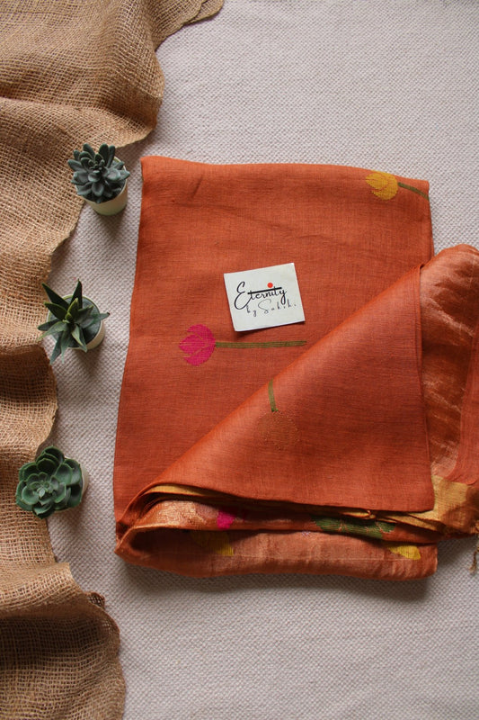 Rust Pankhuri Saree - Eternity by Sakshi