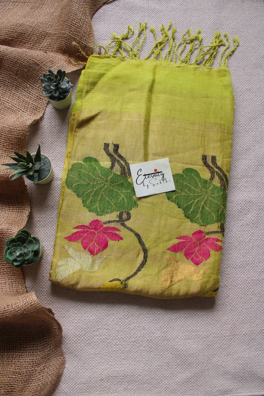 Parrot Green Pankhuri Saree - Eternity by Sakshi