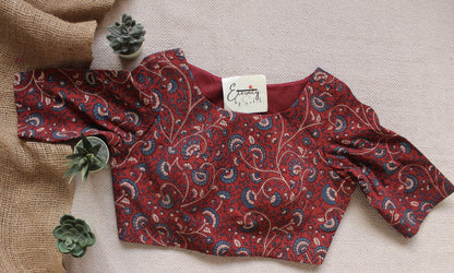 Ajrakh – Maroon Floral Blouse - Eternity by Sakshi
