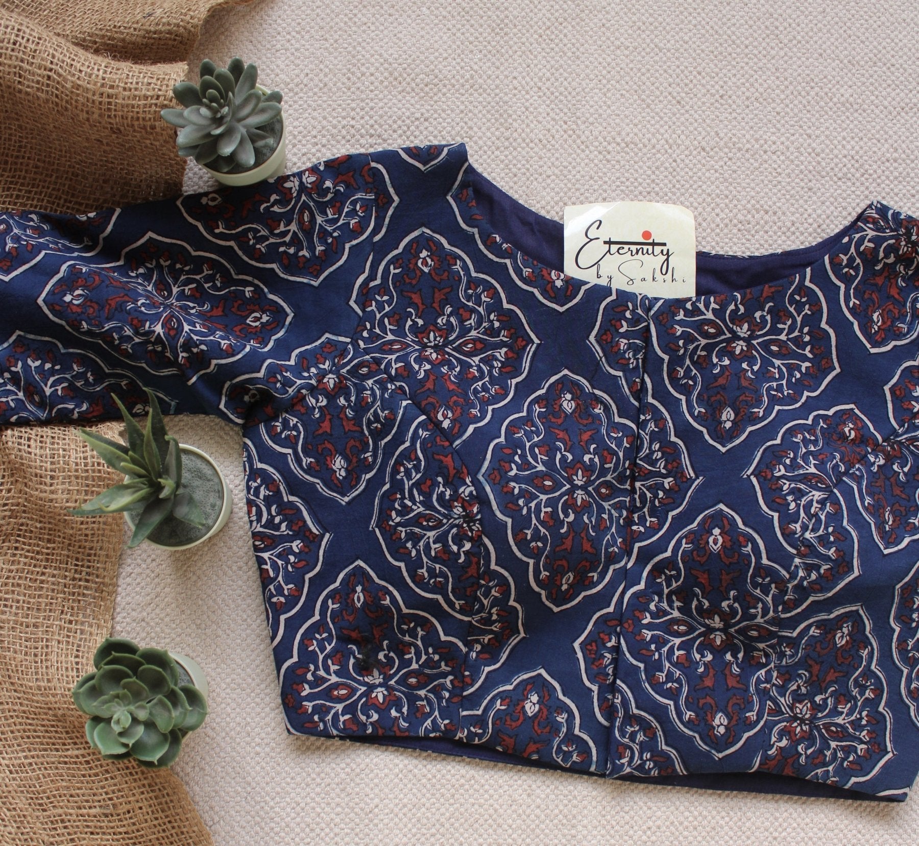 Ajrakh – Indigo Story Blouse - Eternity by Sakshi