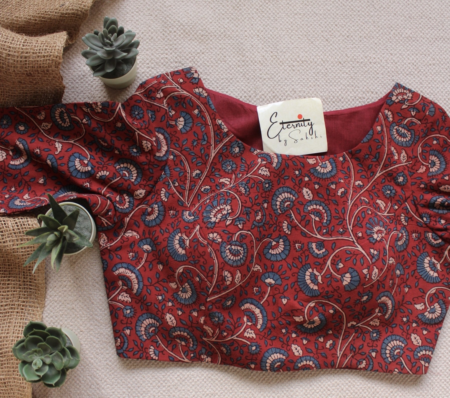 Ajrakh – Maroon Floral Blouse - Eternity by Sakshi