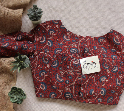 Ajrakh – Maroon Floral Blouse - Eternity by Sakshi