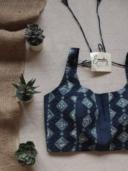 Royal Blue Kalamkari Blouse - Eternity by Sakshi