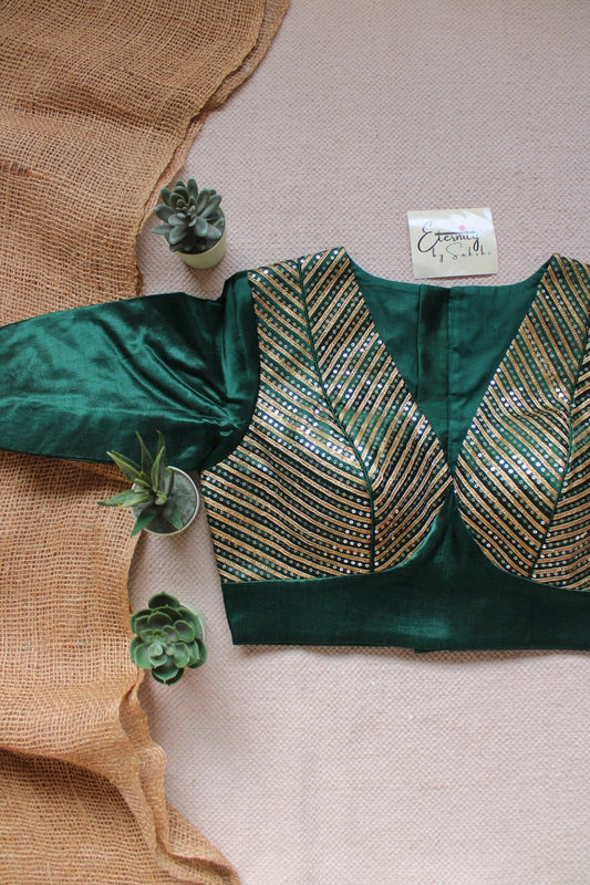 Green Dhruv Tara Patch Blouse - Eternity by Sakshi