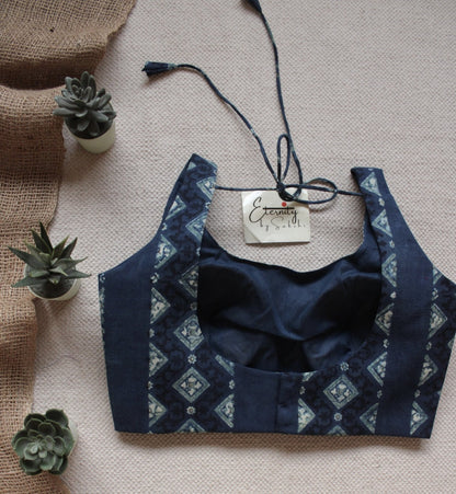 Royal Blue Kalamkari Blouse - Eternity by Sakshi