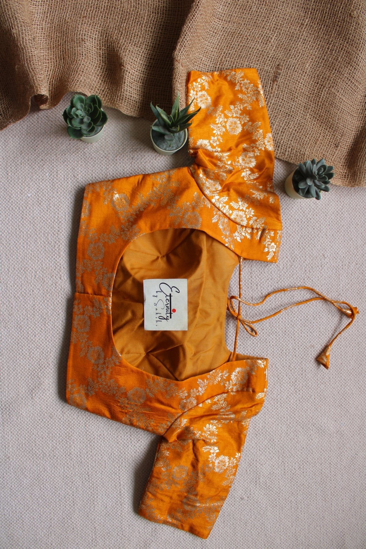 Yellow Boat Neck Blouse - Eternity by Sakshi